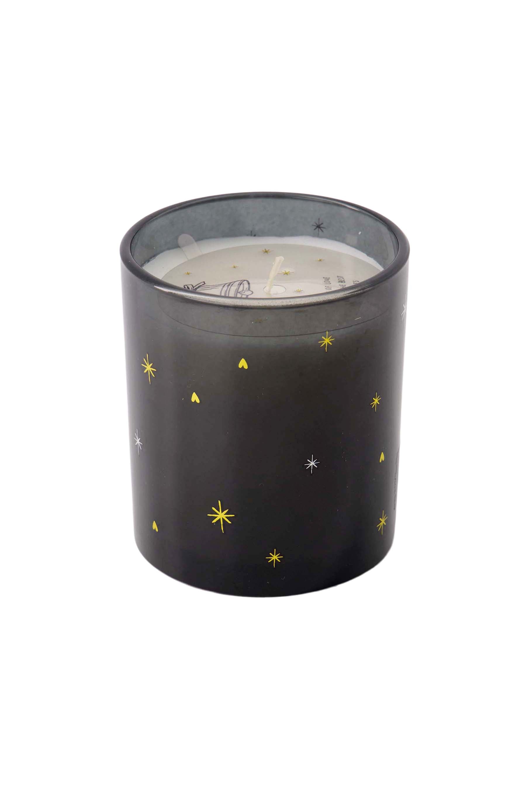 geurkaars glas sterren zwart