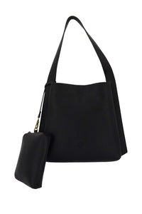 schoudertas met mooi strap detail + make up tasje