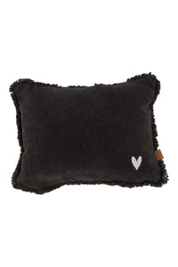 kussen velvet zilver hartje 35x25cm antracietgrijs