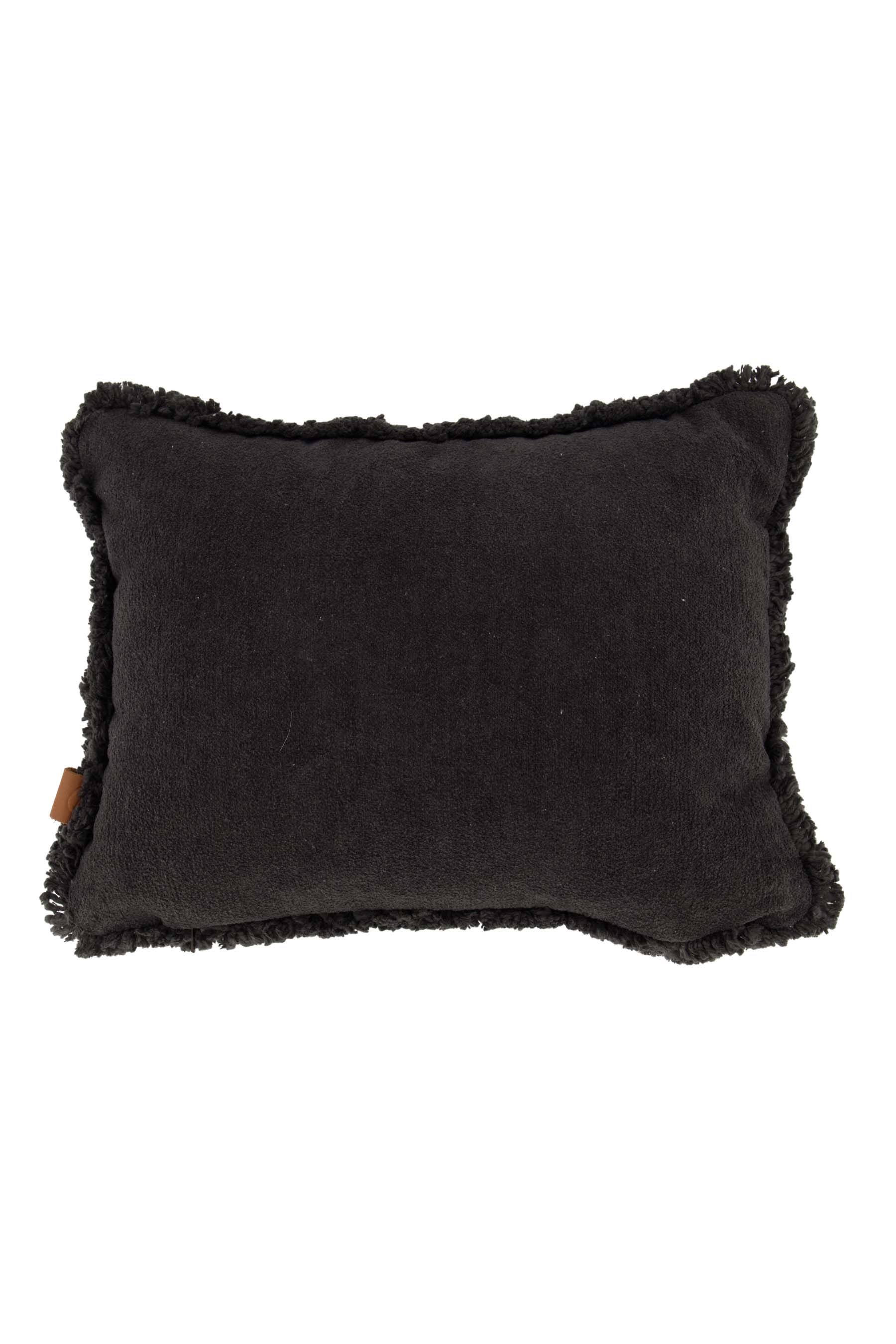 kussen velvet zilver hartje 35x25cm antracietgrijs