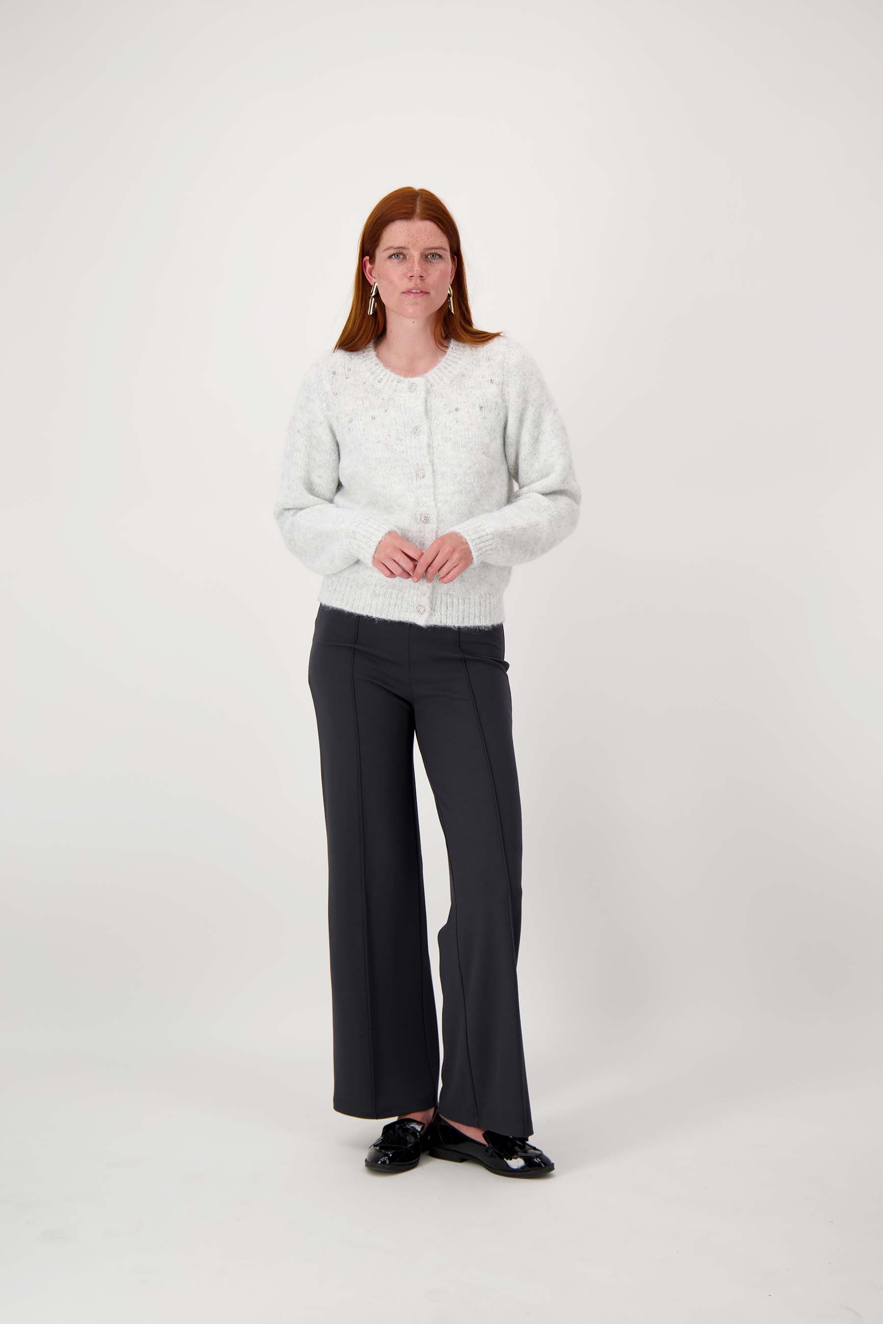 gebreid vest in bomberstyle met strass steentjes