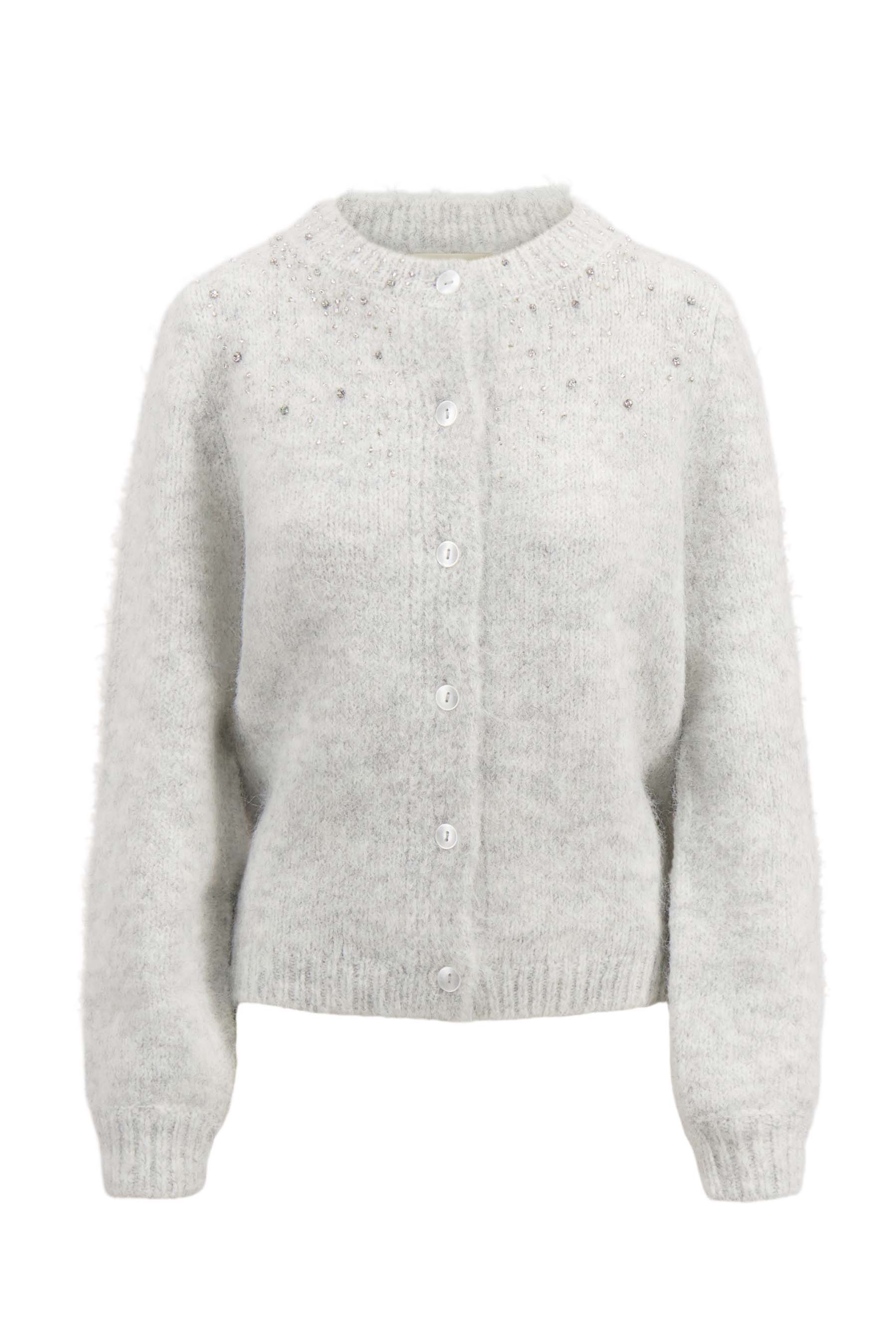 gebreid vest in bomberstyle met strass steentjes