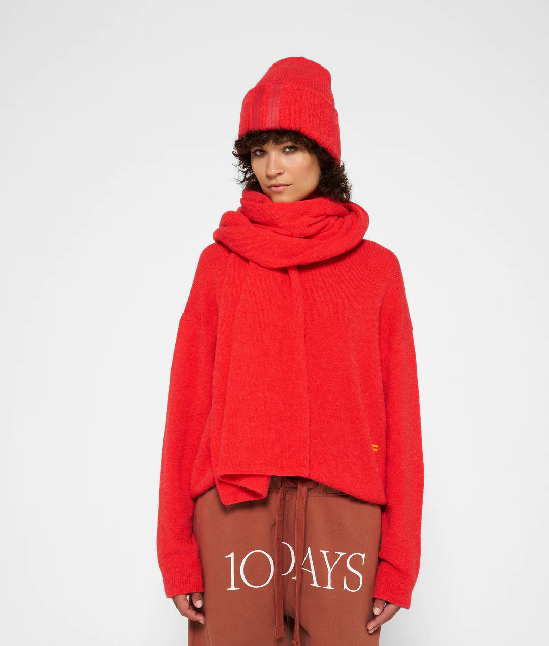soft knit scarf coral red