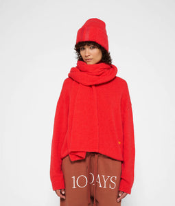 soft knit scarf coral red
