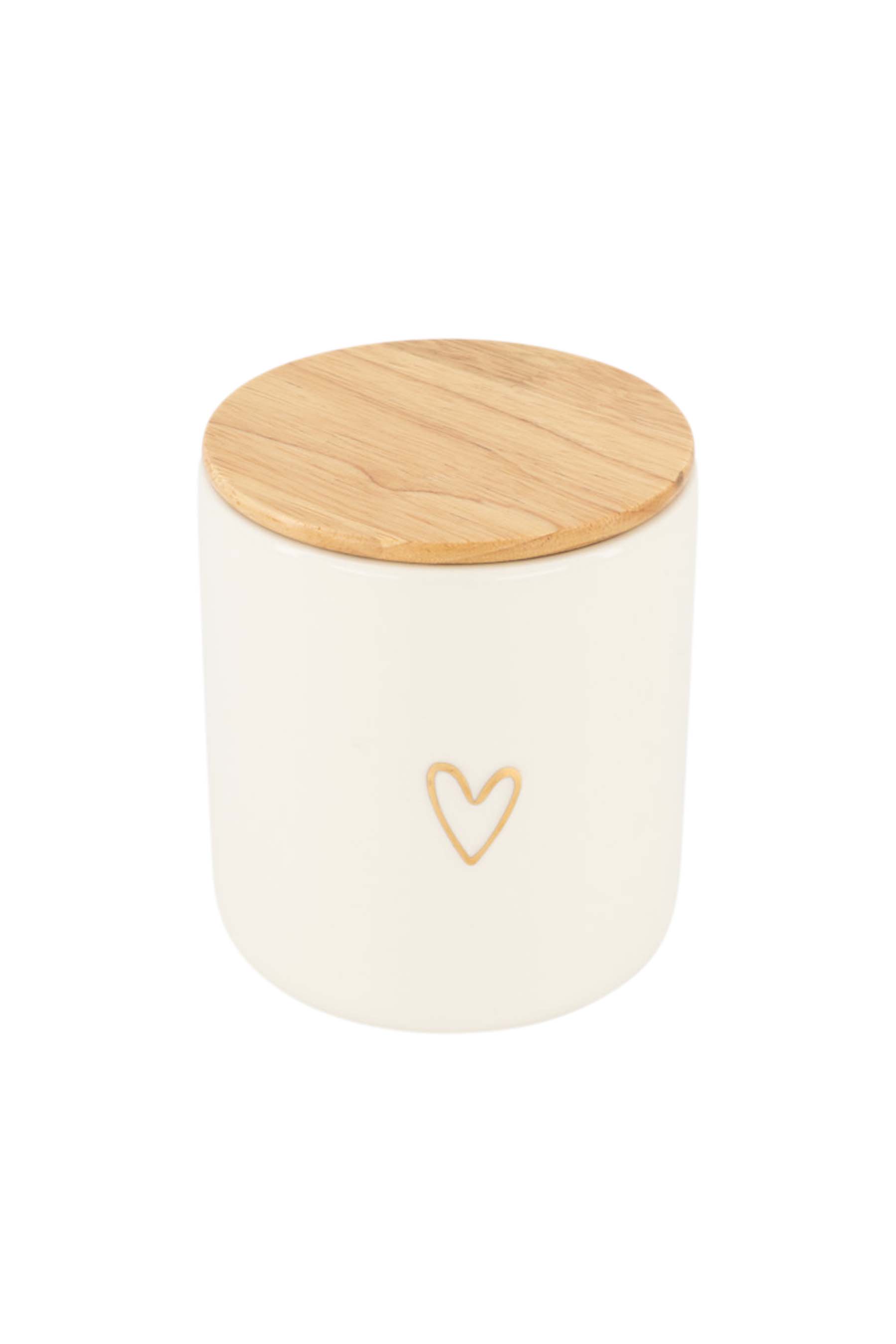 voorraadpot met deksel keramiek M lijn hartje wit/goud