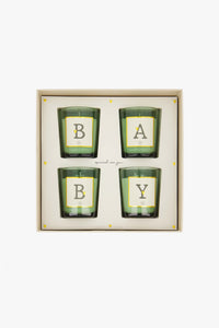 set van 4 glaskaarsjes baby wit