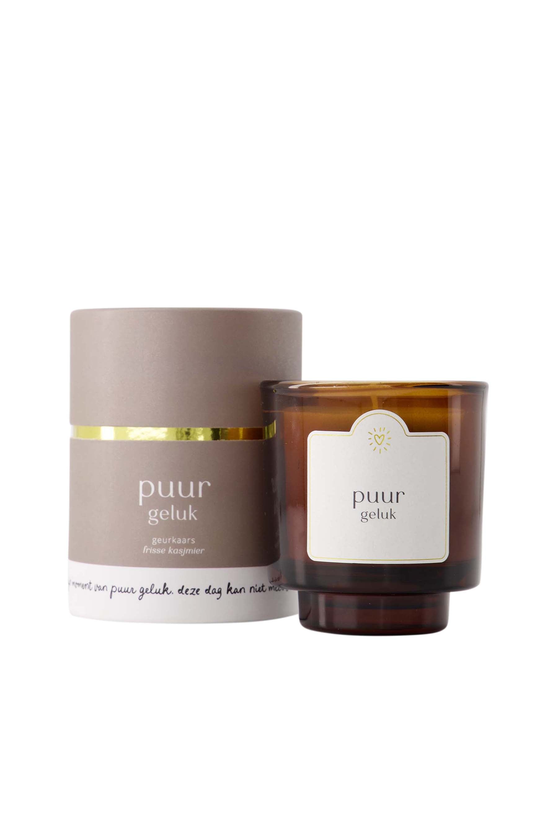 geurkaars glas in koker puur geluk zand