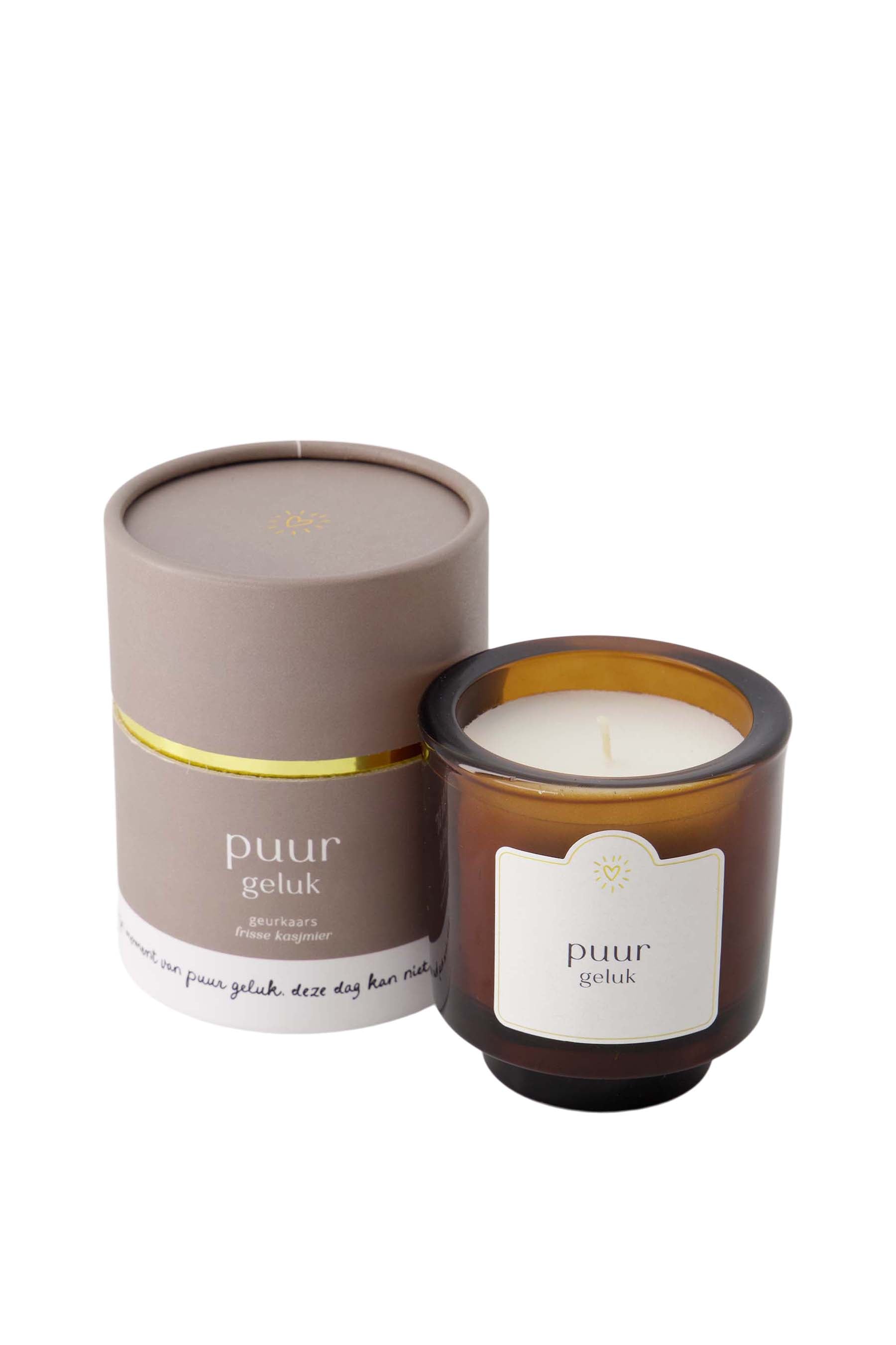 geurkaars glas in koker puur geluk zand