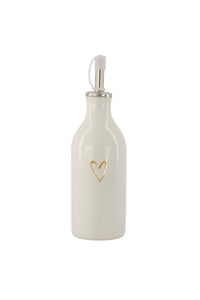 olie/azijn fles keramiek open hartje wit/goud