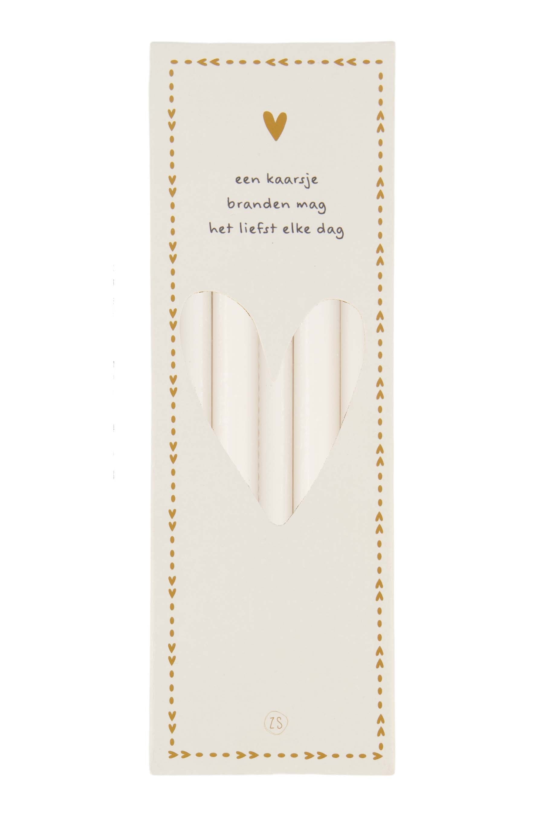 doosje met 10 smalle kaarsjes 17cm off white