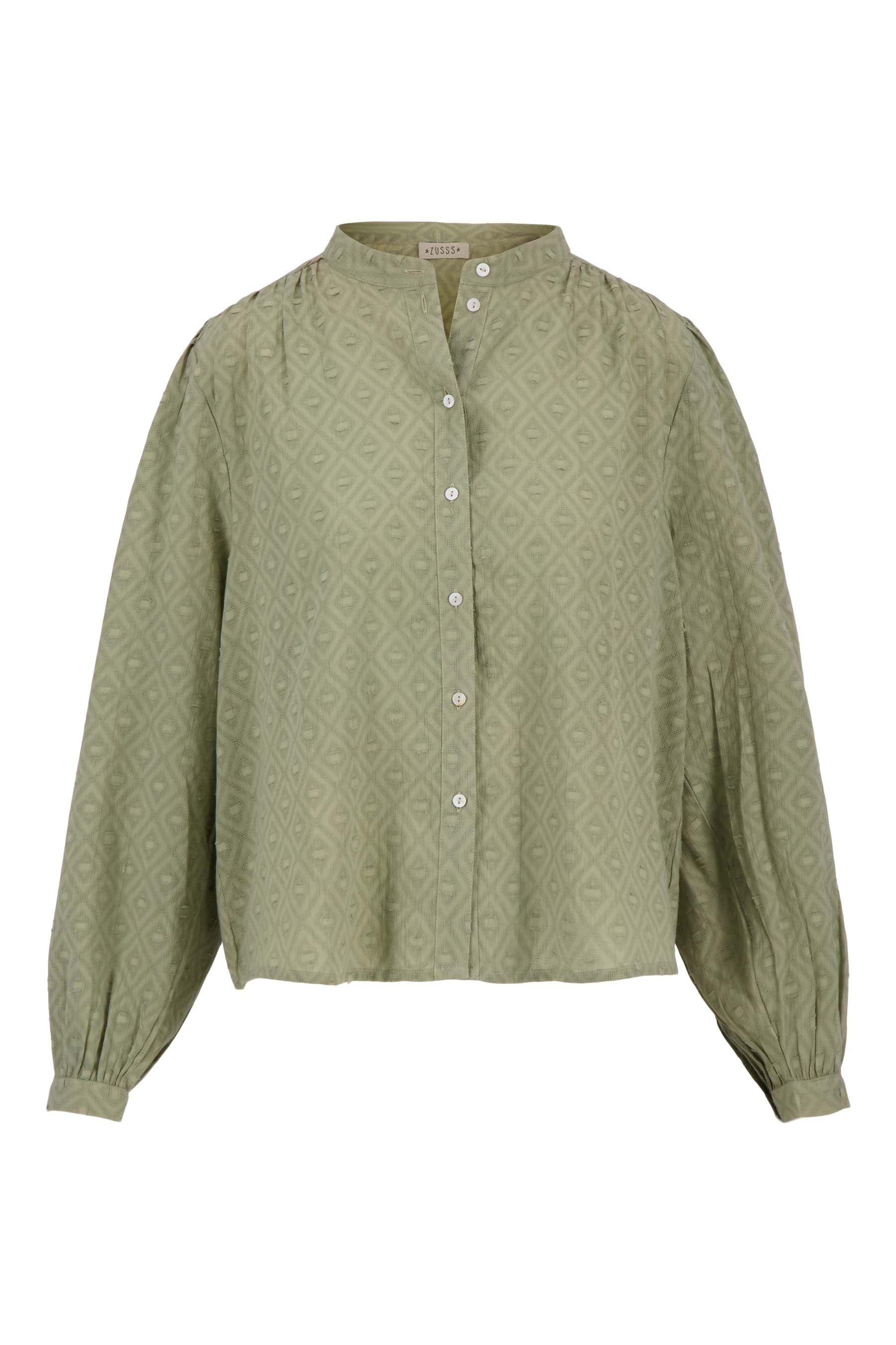 blouse in structuur lange mouw kaki
