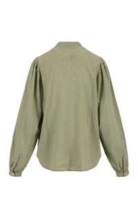 blouse in structuur lange mouw kaki