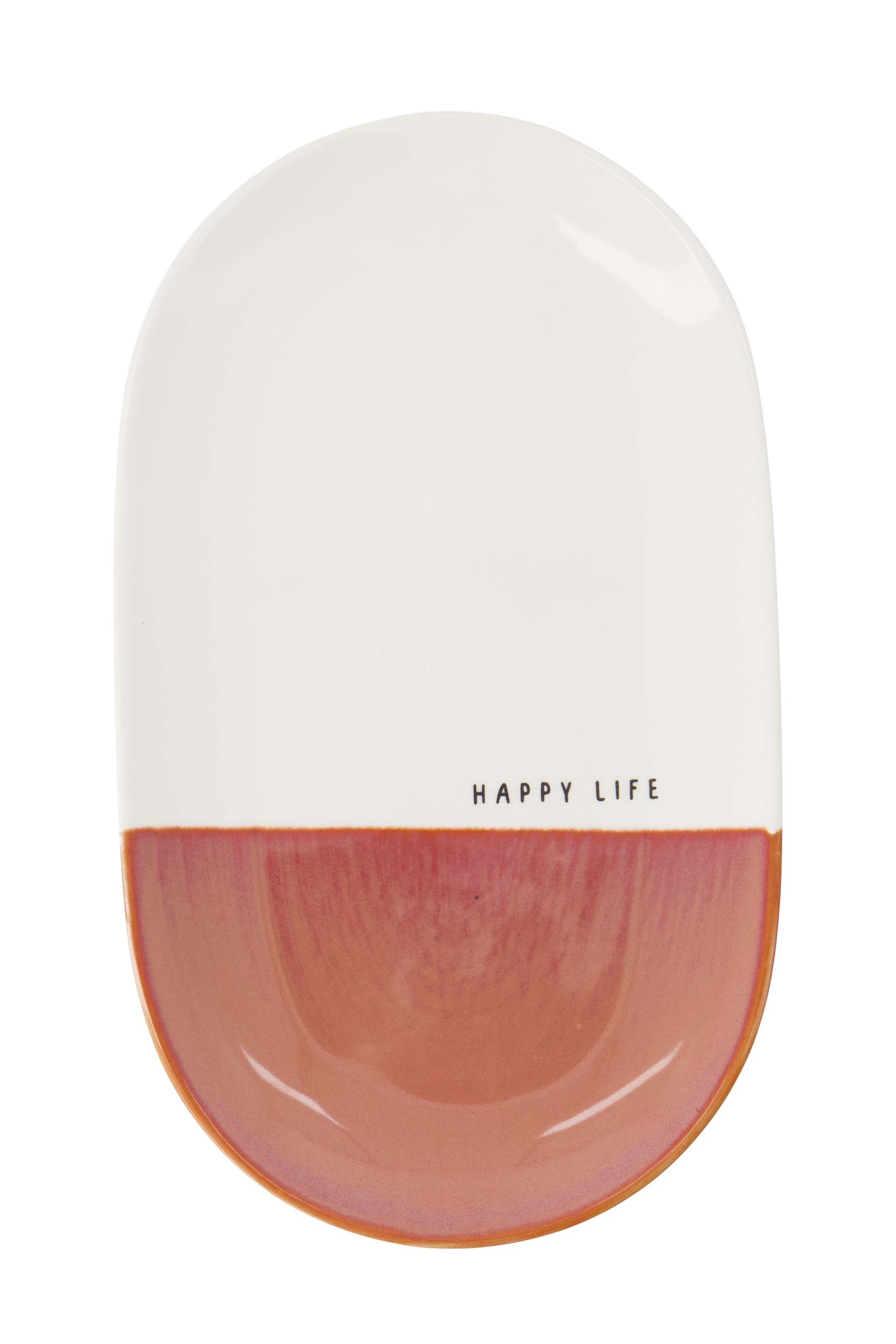 serveerschaal happy life wit/burgundy