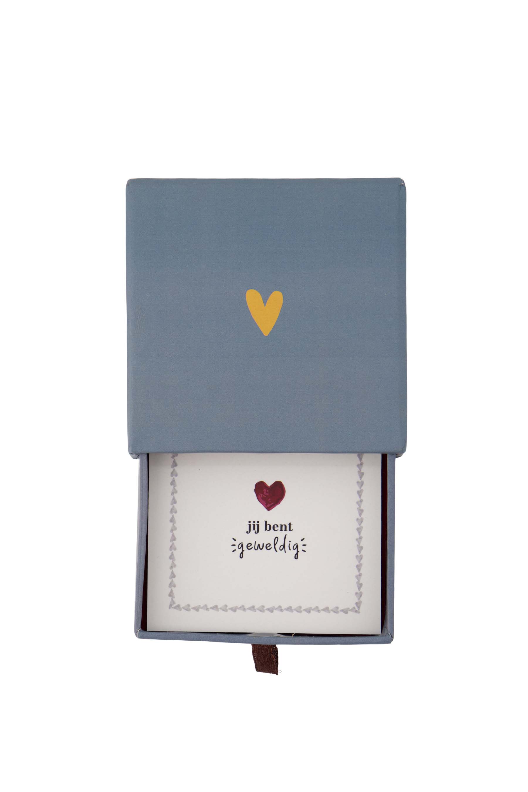 armband hartje in schuifdoosje leukerd grijsblauw