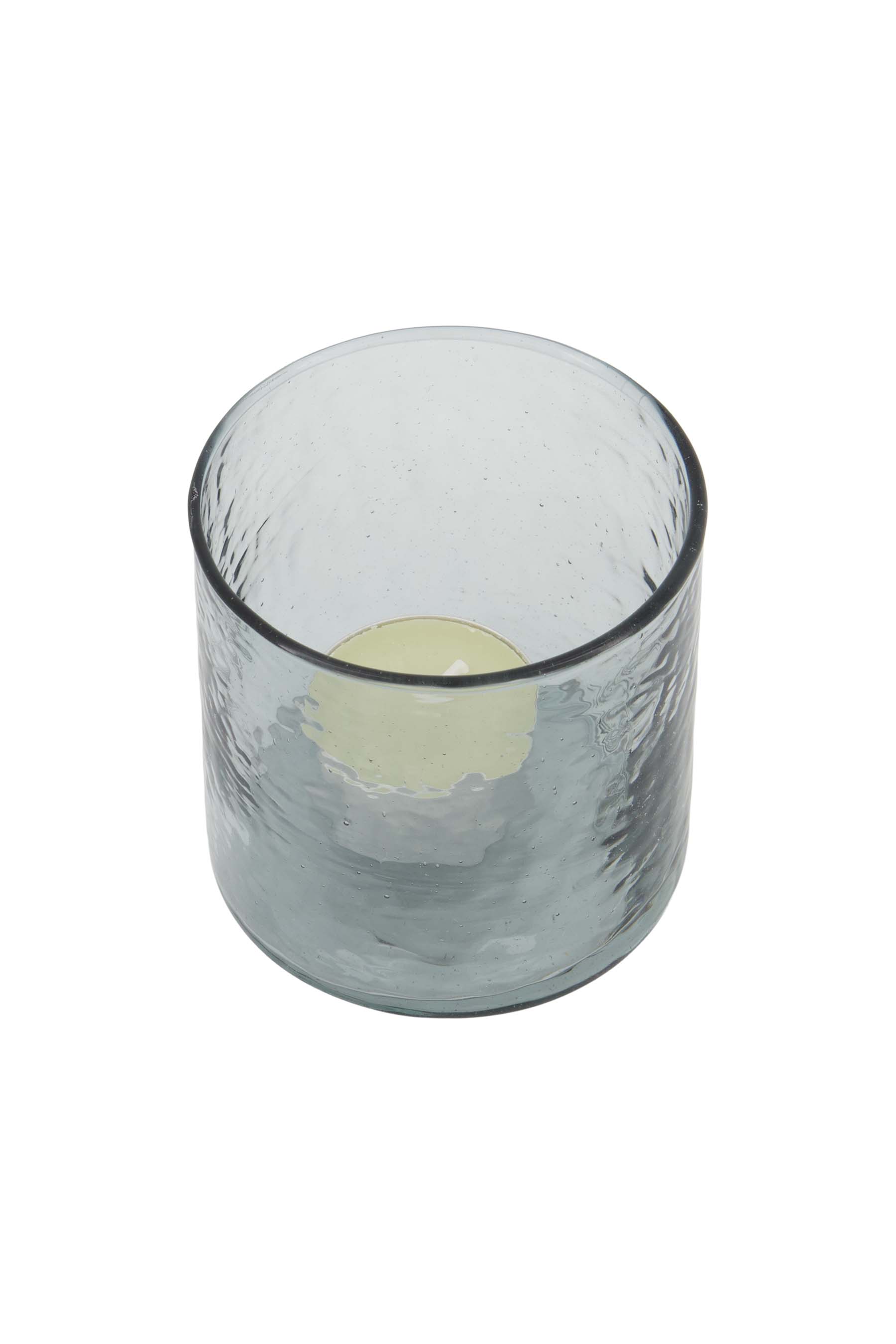 waxinelichthouder hammered glas M grijsblauw