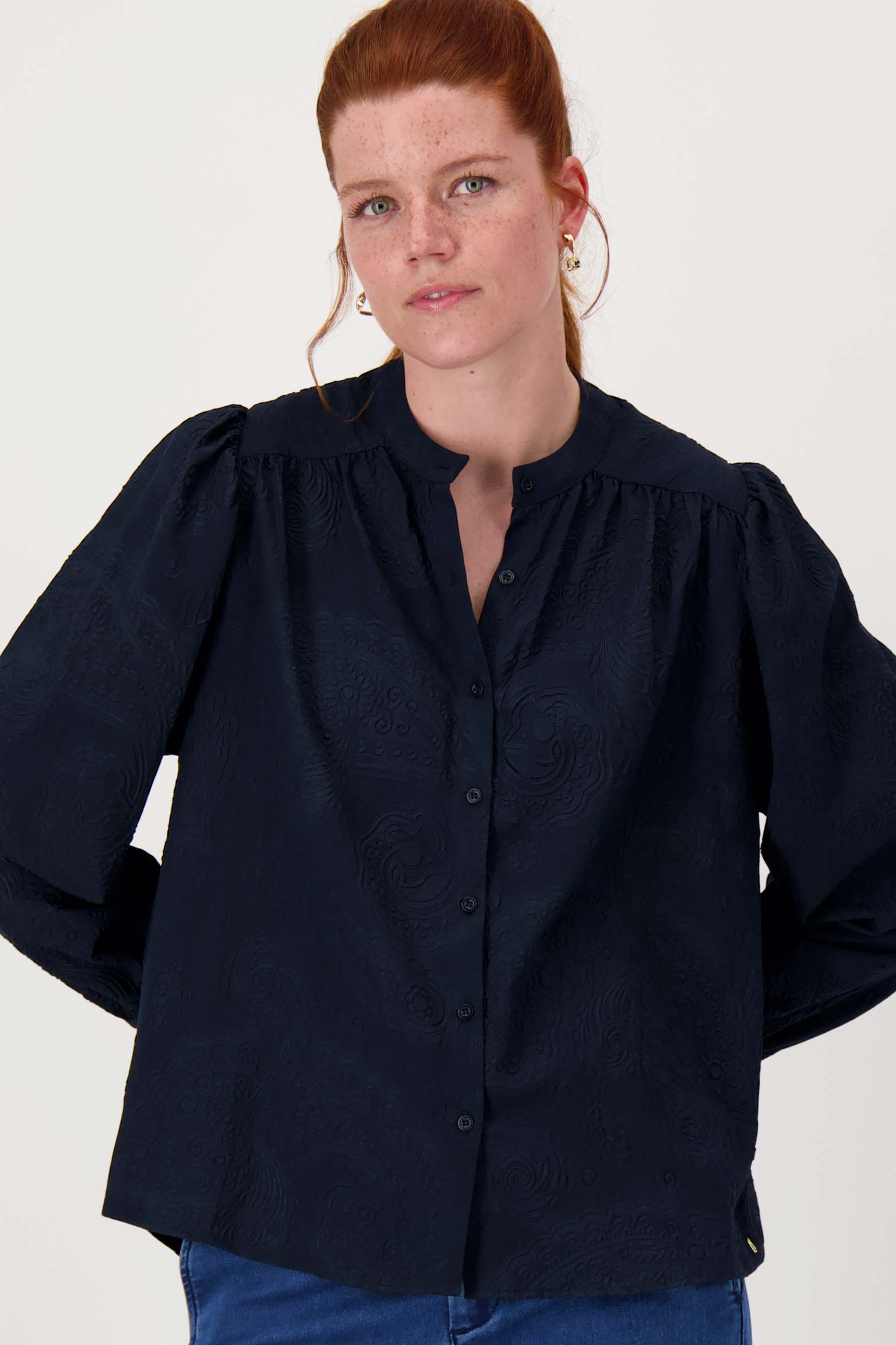 ballon mouw blouse met paisley structuur