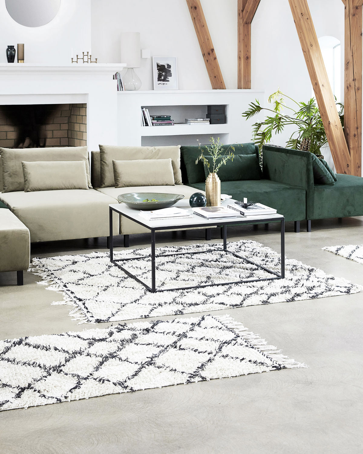 rug, riba white/black