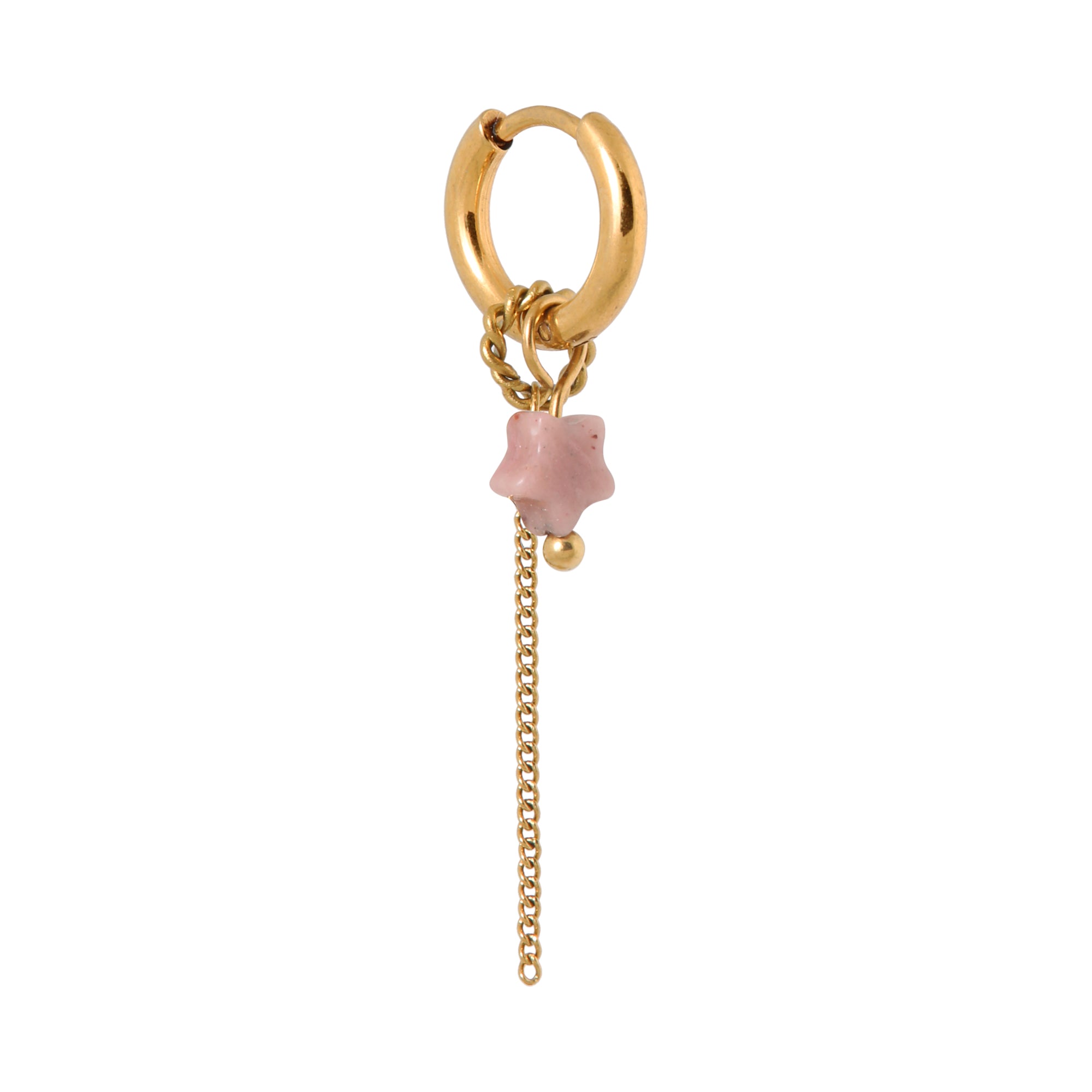 Chain pink star hoop gold