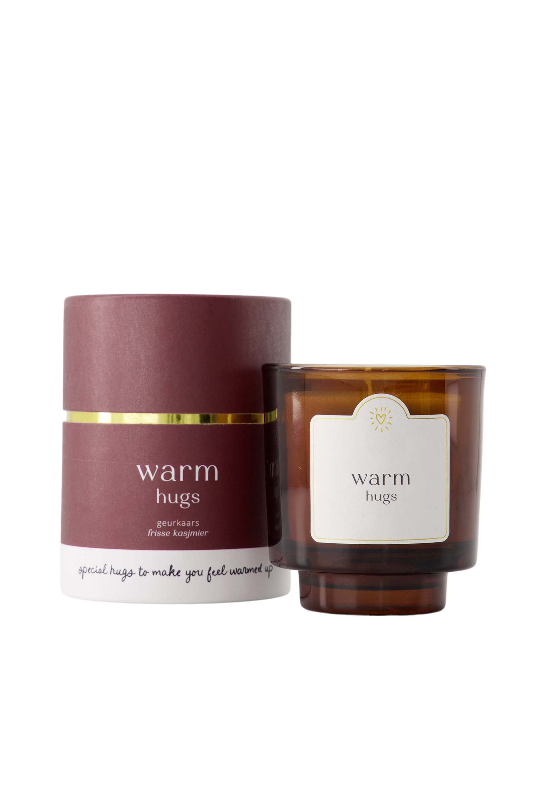geurkaars glas in koker warm hugs donkerrrood
