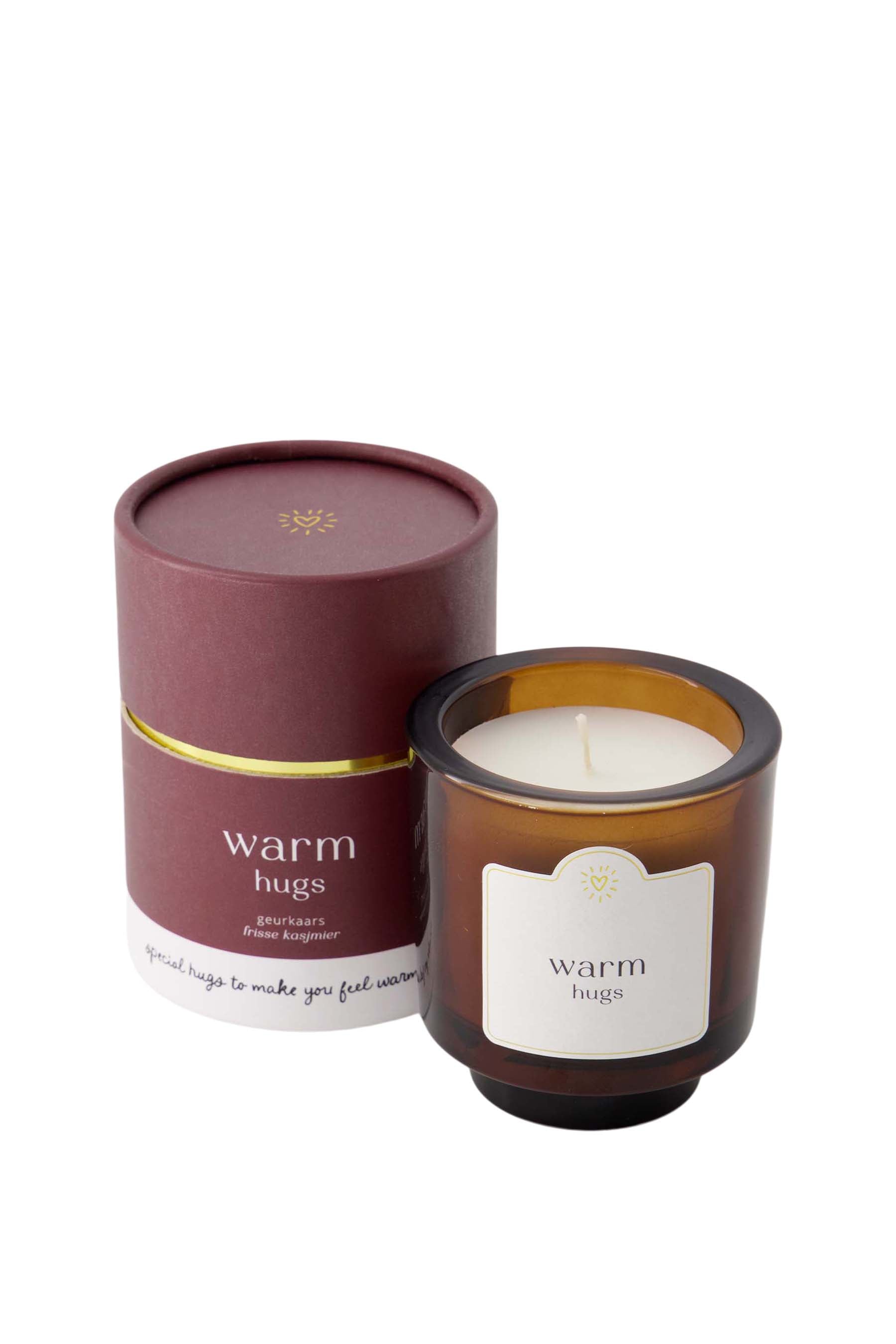 geurkaars glas in koker warm hugs donkerrrood