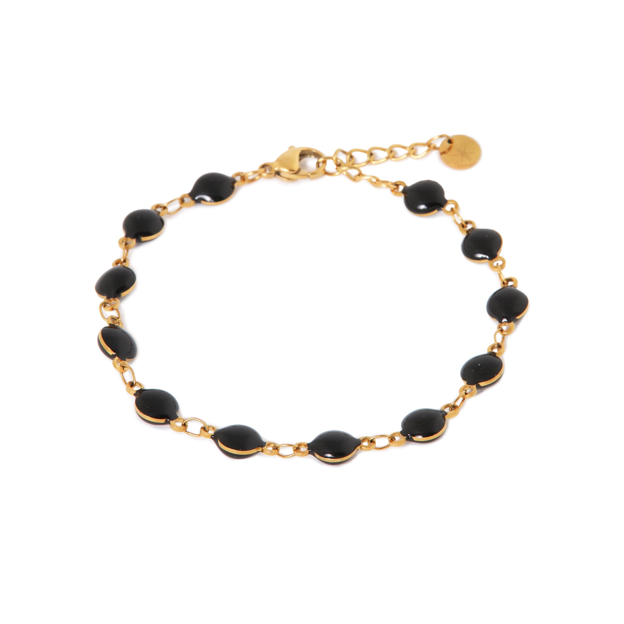 Black round bracelet gold