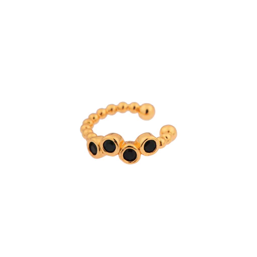 Black dots ear cuff gold