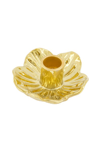 keramieken kandelaar bloem goud