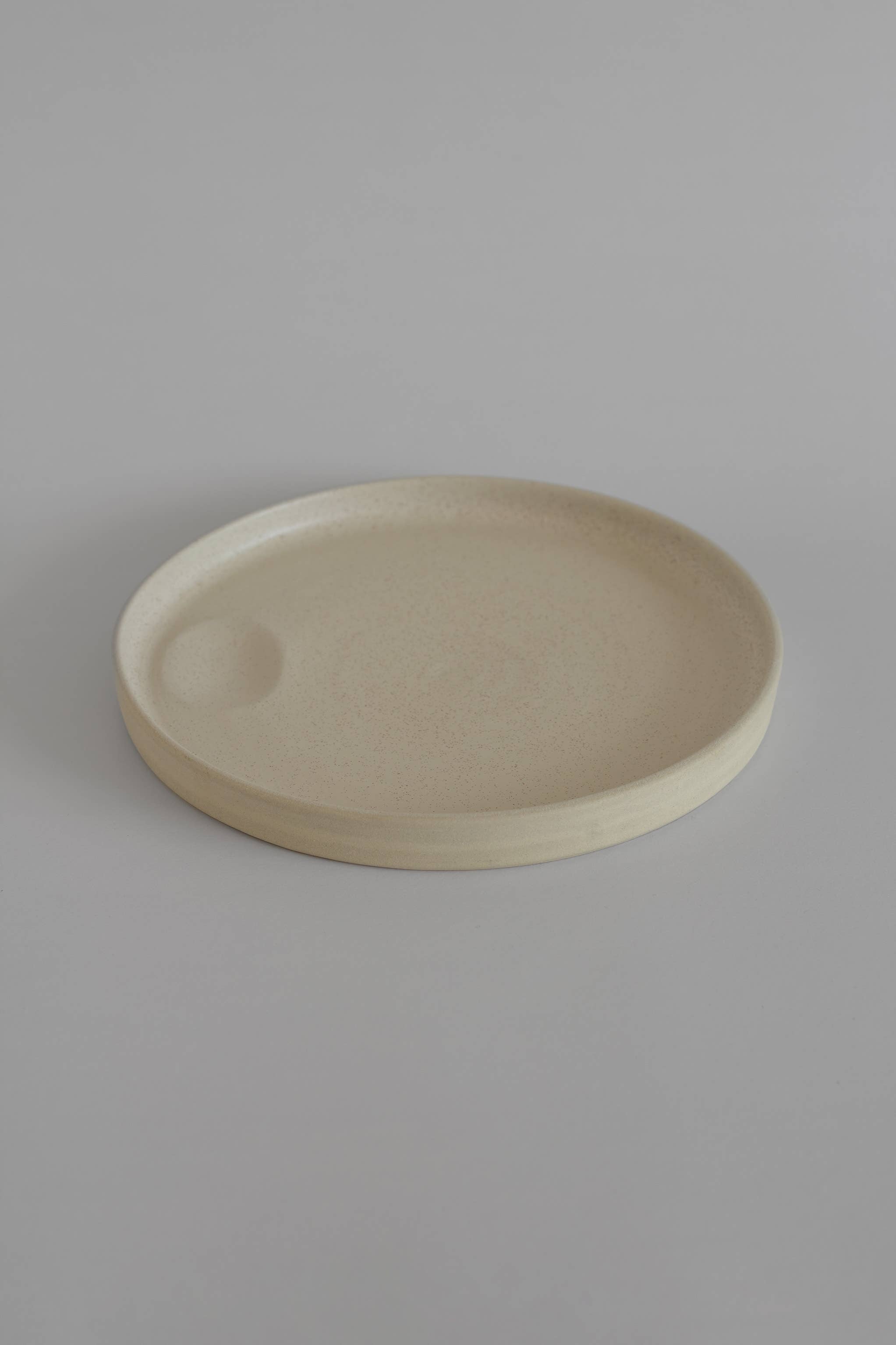 Bord Cream 25 cm - Keramisch dinerbord - Handgemaakt