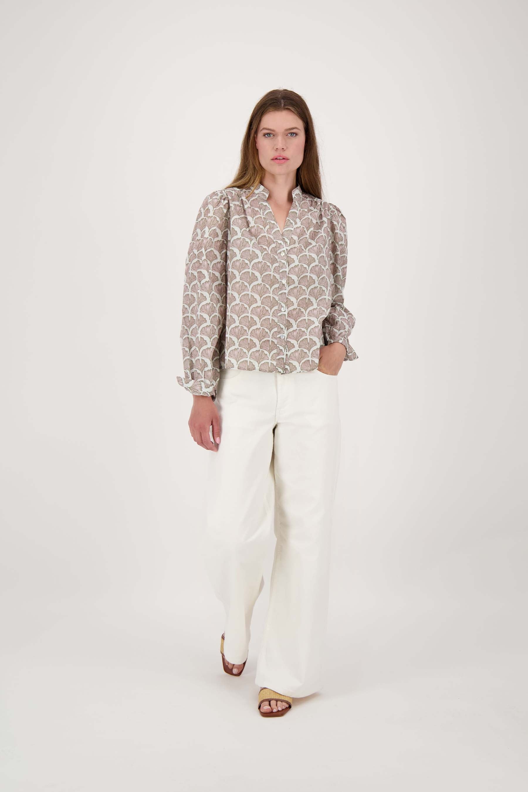 blouse lange mouw met print bloem