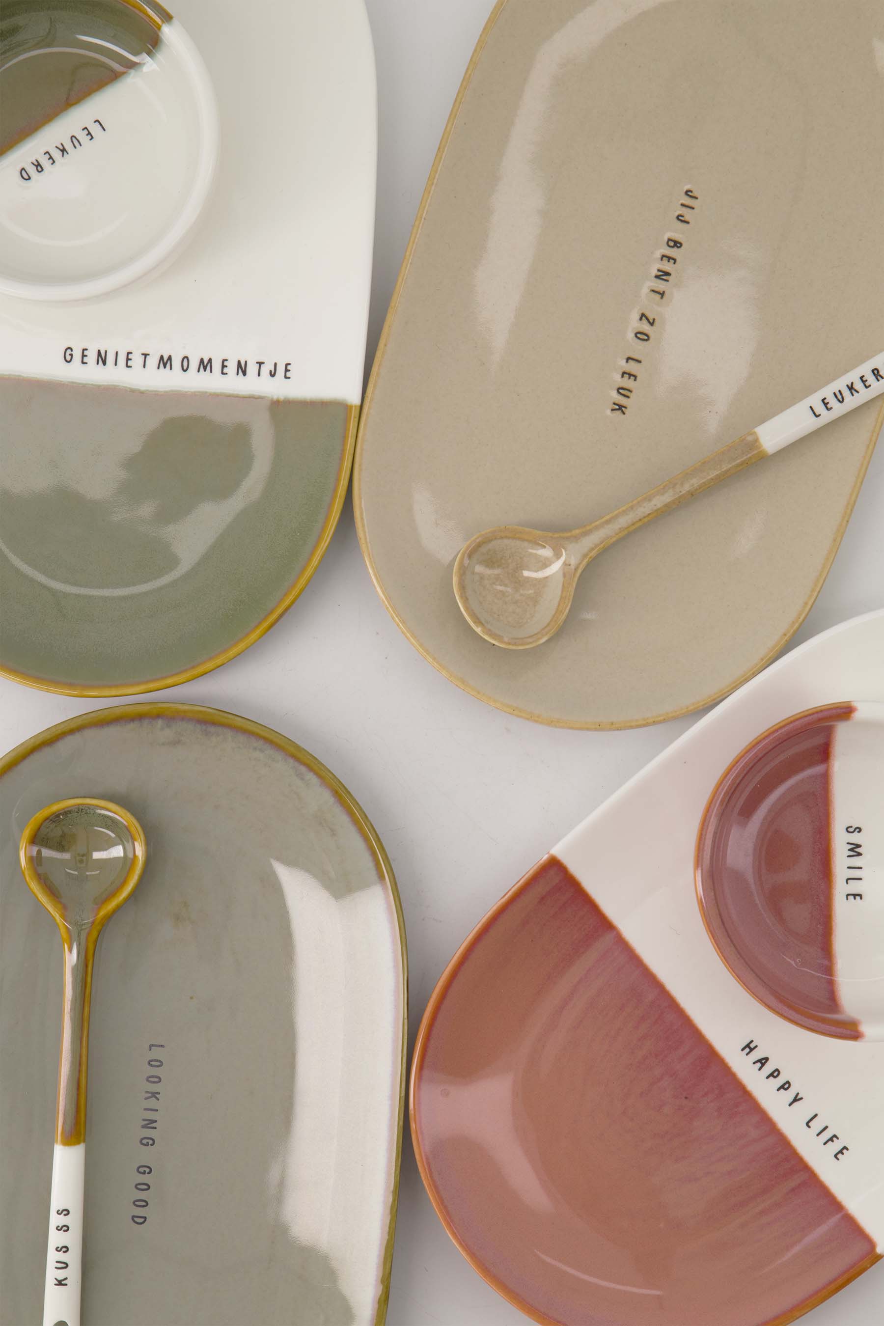 lepeltje keramiek happy wit/burgundy