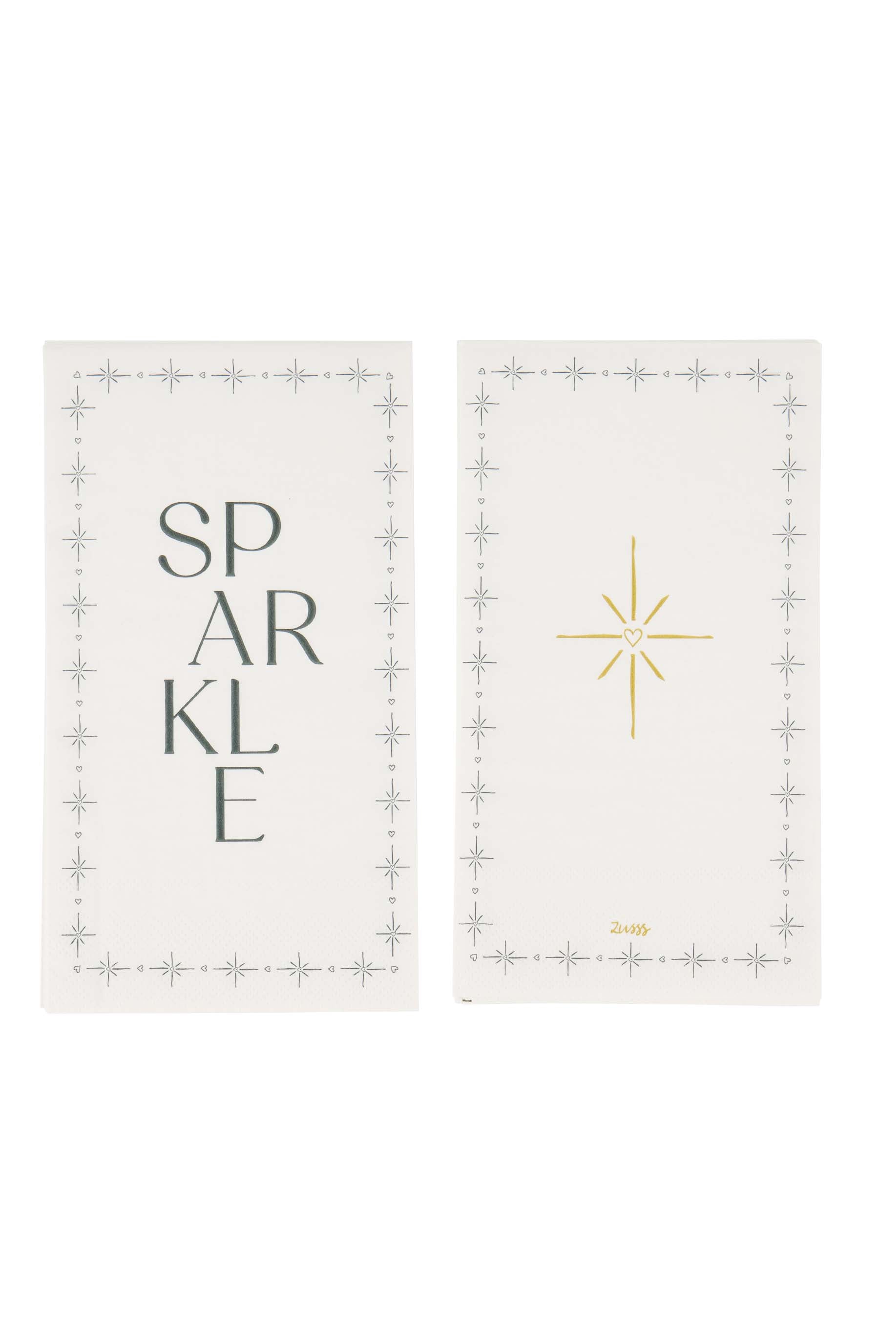 servetten rechthoek sparkle wit/donkerblauw