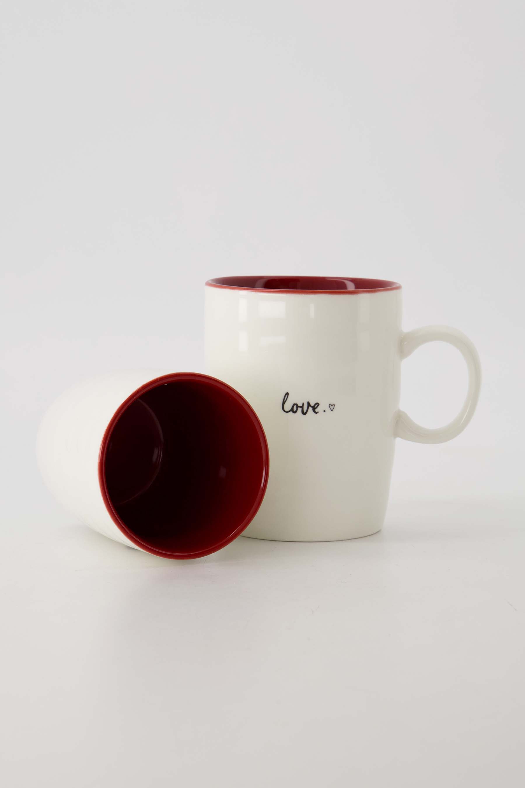 koffiemok love wit/rood