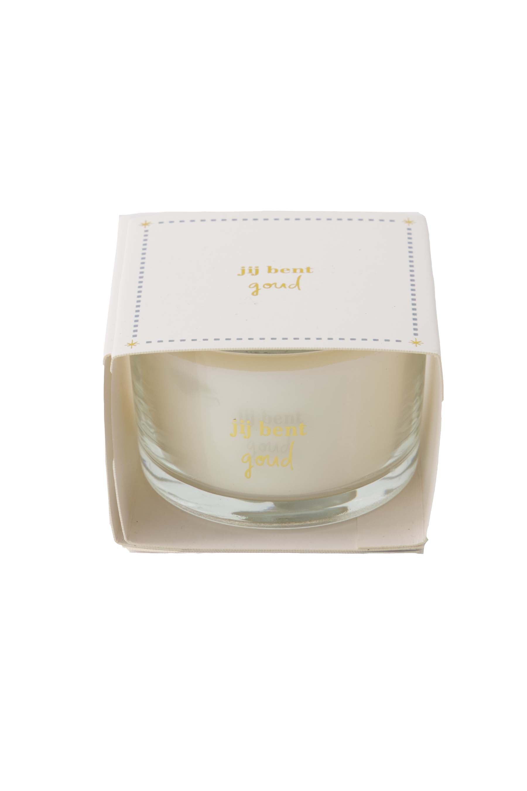 geurkaars in wikkel jij bent goud zand/goud