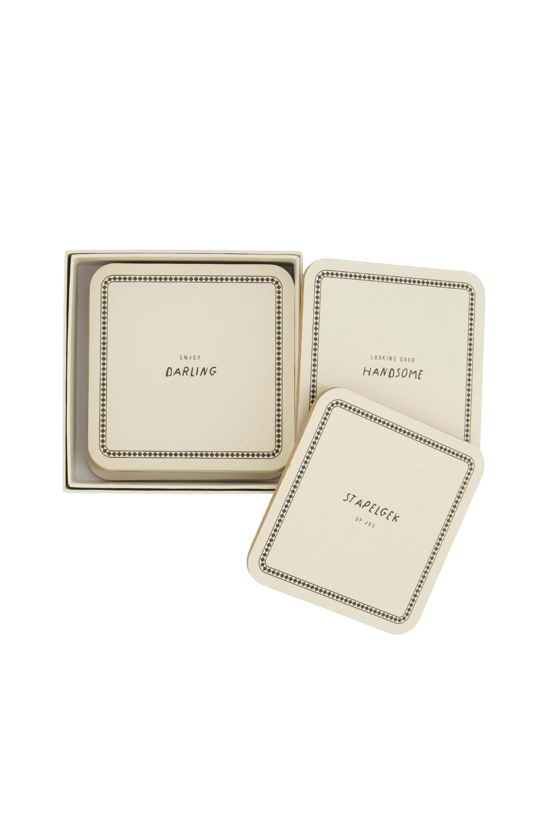set van 6 onderzetters zand/antracietgrijs