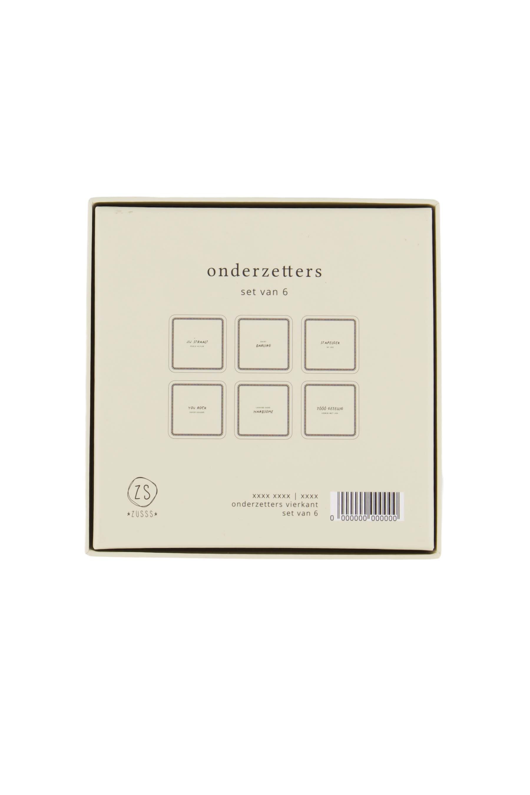 set van 6 onderzetters zand/antracietgrijs