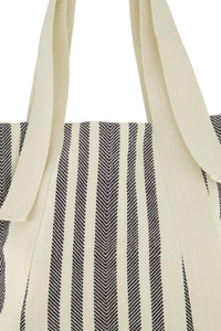 tas met strik hengsel gestreept wit/donkerblauw