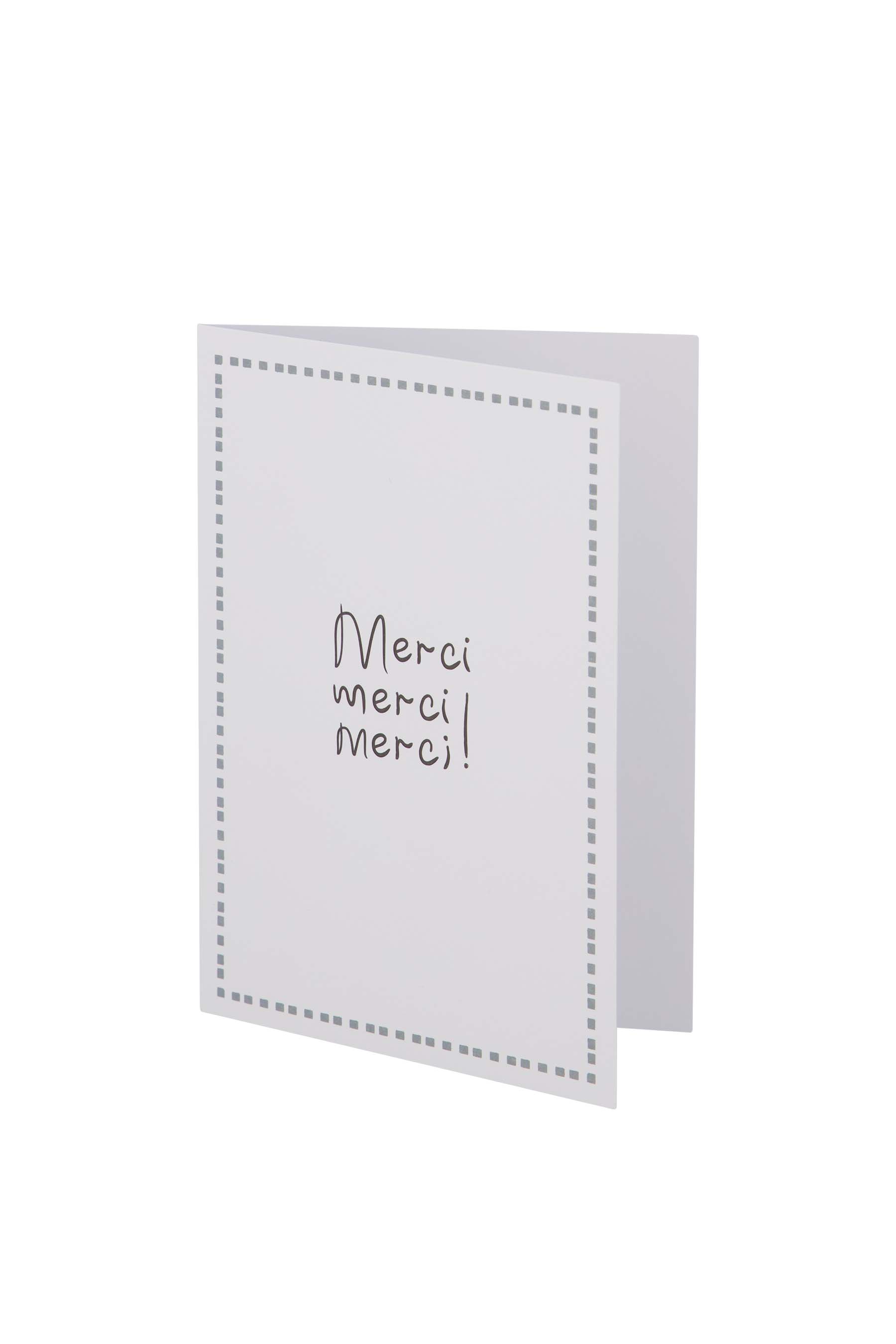 wenskaart merci wit/grijsblauw