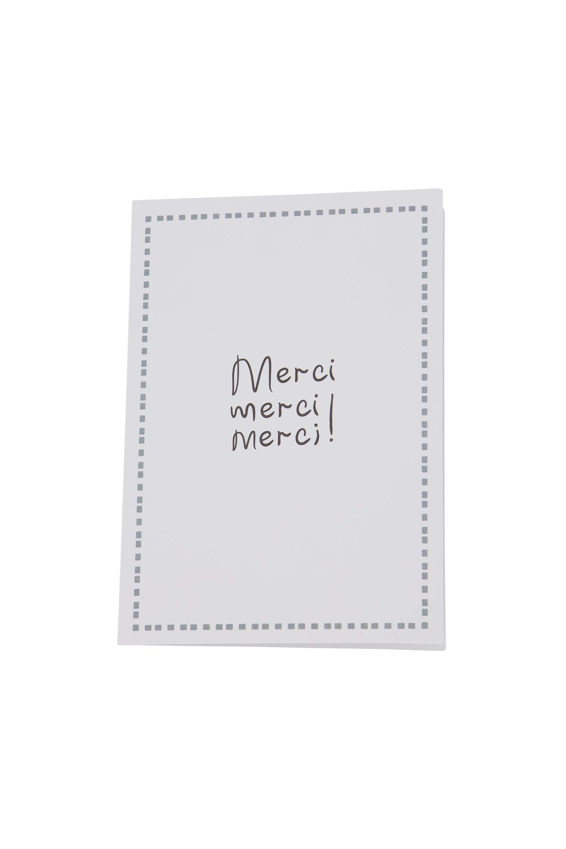 wenskaart merci wit/grijsblauw