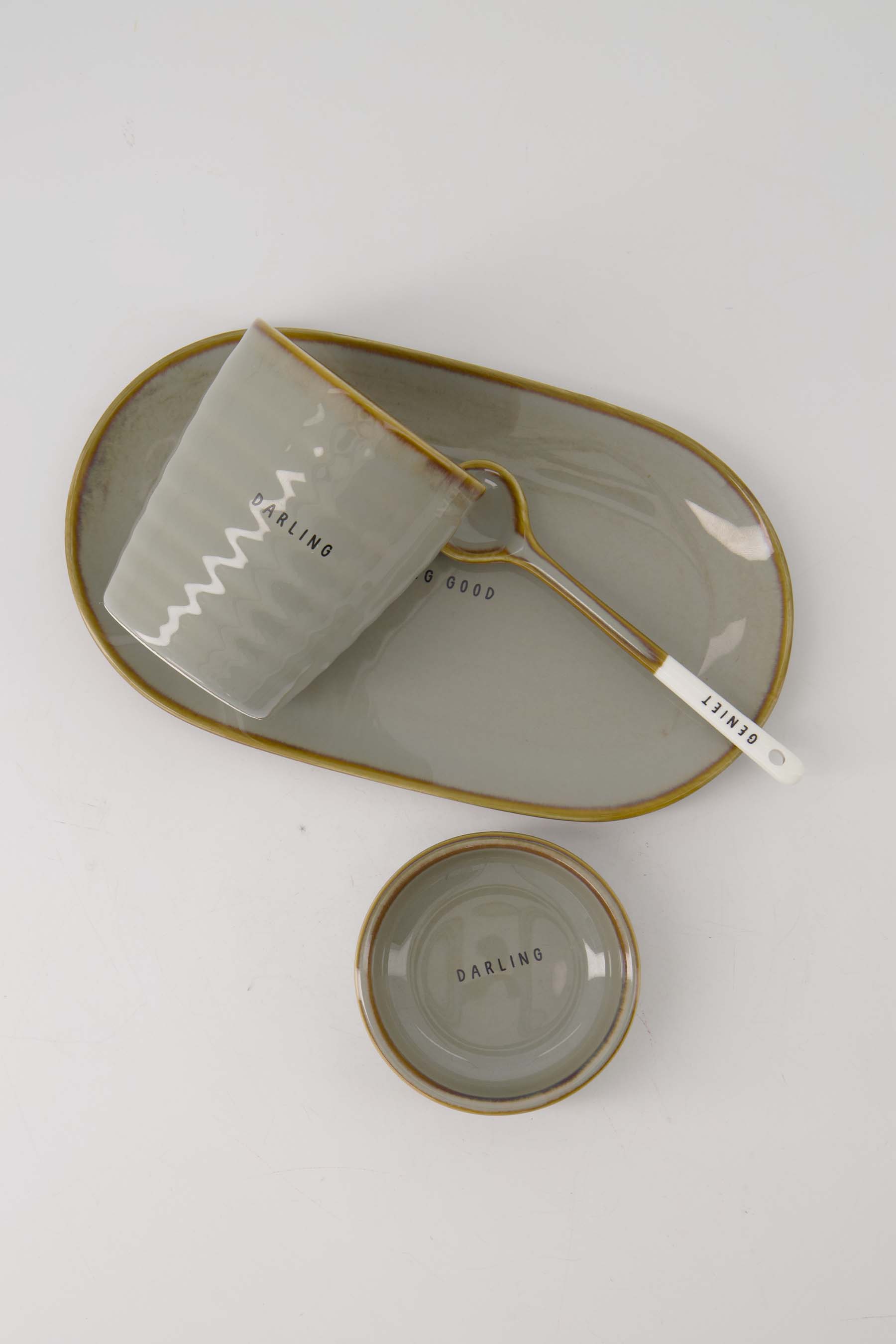 lepeltje keramiek geniet wit/grijsblauw