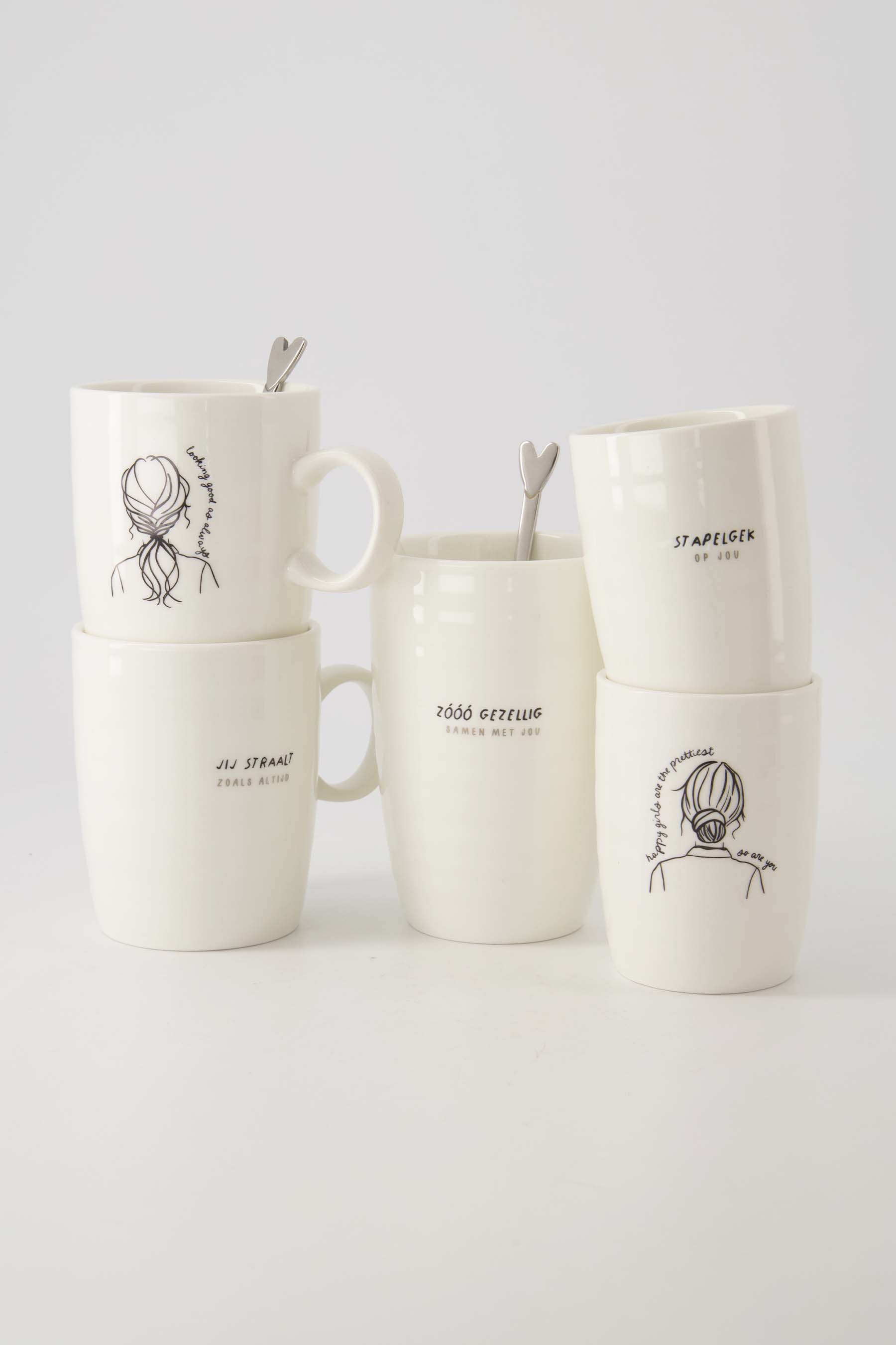 koffiemok stapelgek wit/zwart