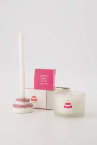 geurkaarsje in wikkel kusje wit/roze