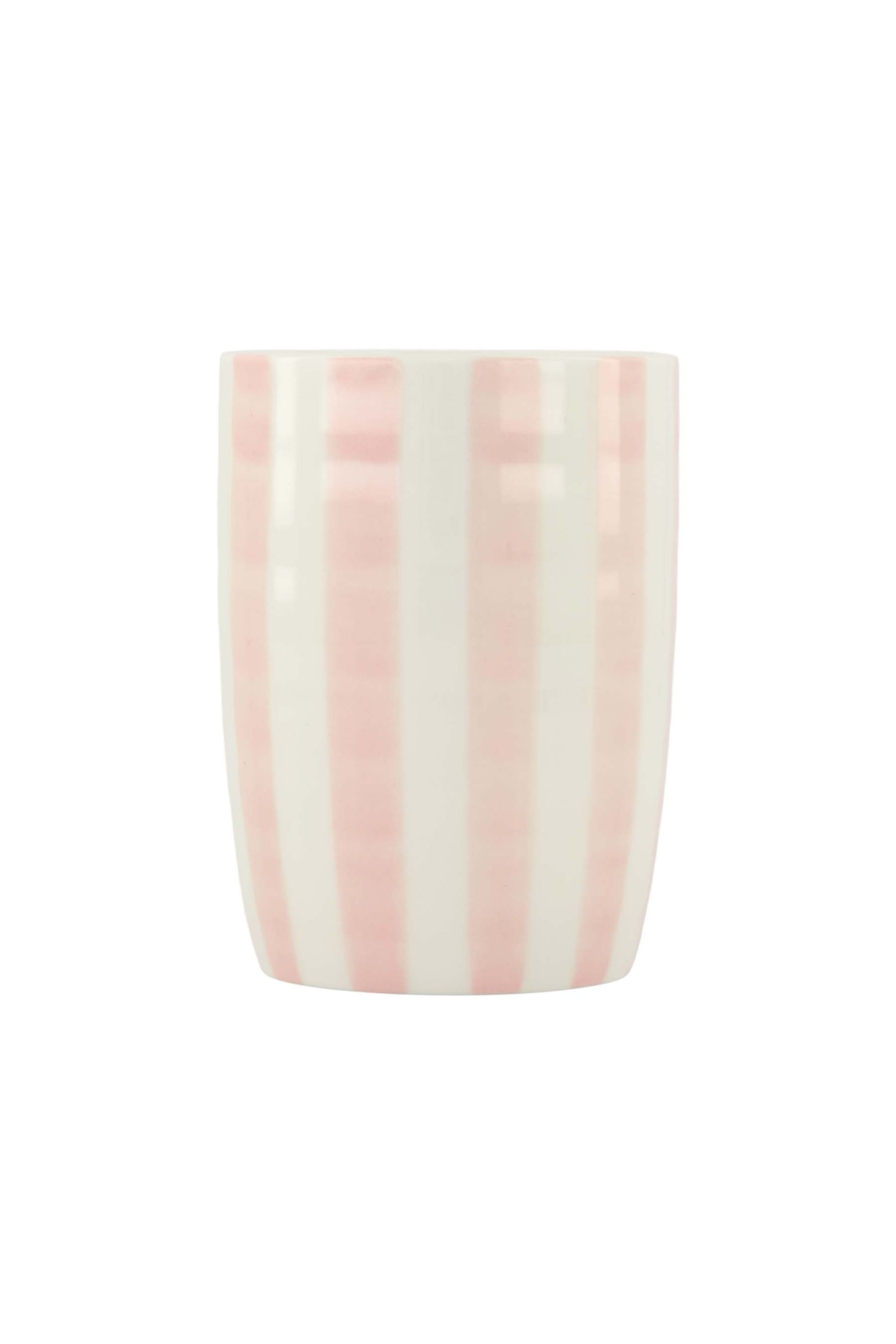 koffiemok streep wit/roze