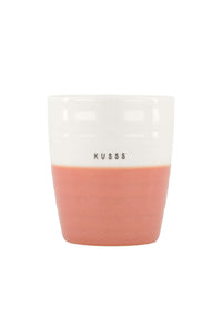 koffiemok kusss wit/oudroze