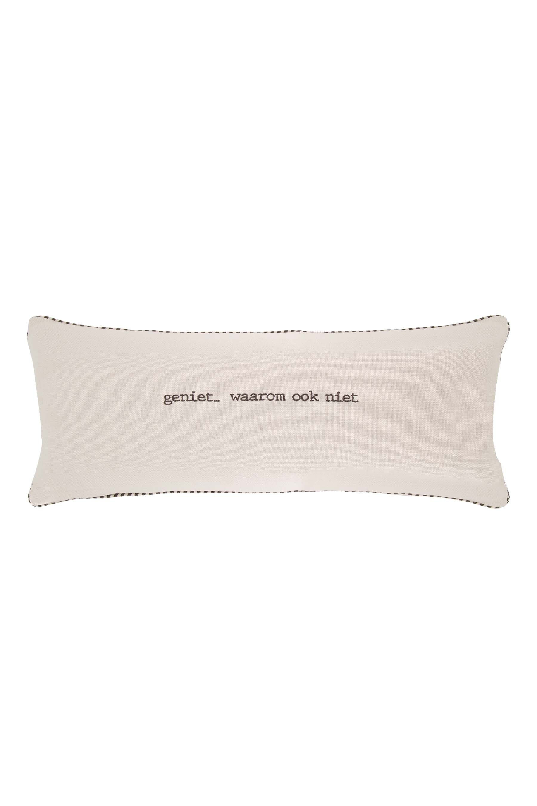 kussen geniet palmbomen 70x30cm ecru/antracietgrijs
