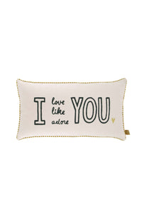 kussen love like adore 60x30cm ecru/antracietgrijs