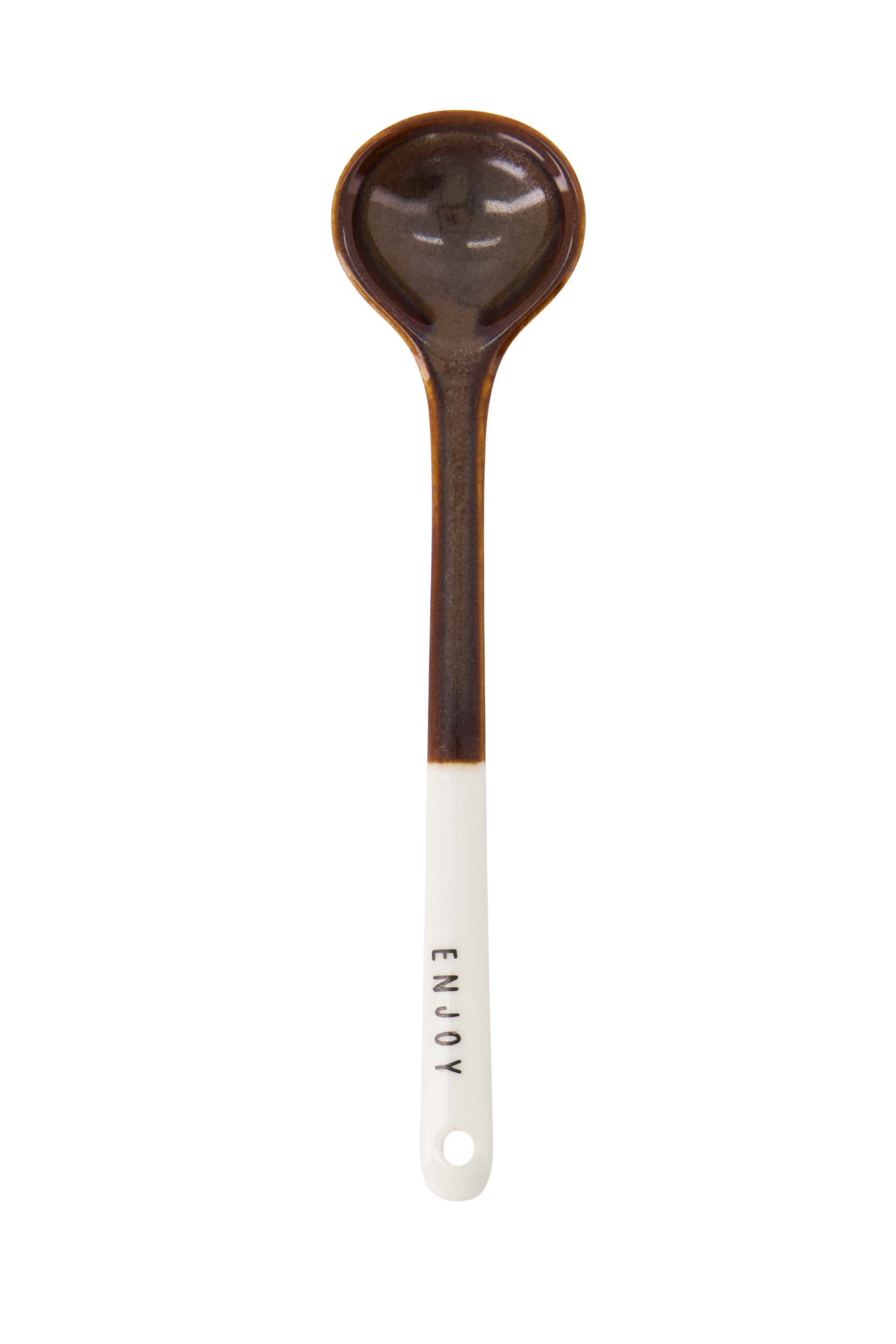 lepeltje keramiek enjoy wit/bruin