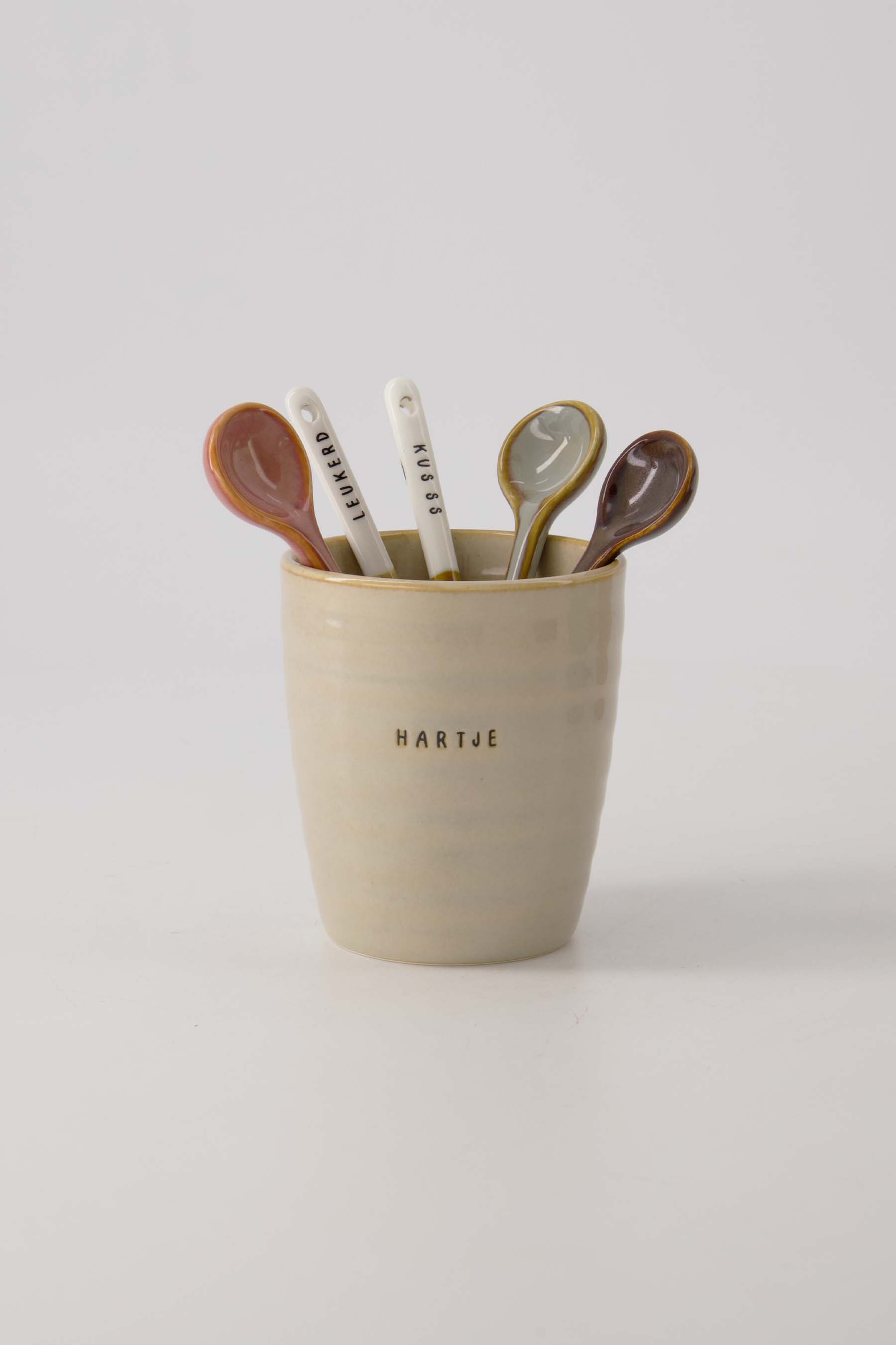 lepeltje keramiek enjoy wit/bruin