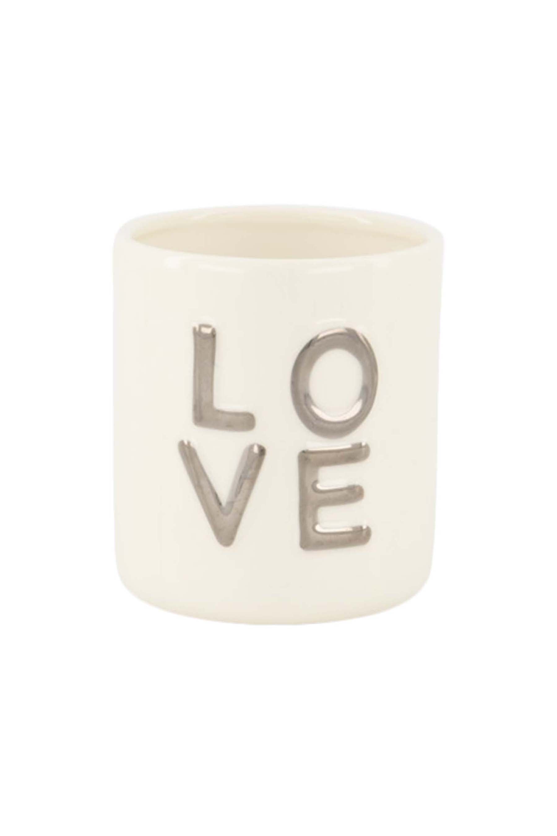 geurkaars keramiek love wit/zilver