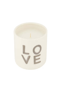 geurkaars keramiek love wit/zilver