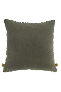 kussen corduroy/velvet grafisch 45x45cm offwhite/groen